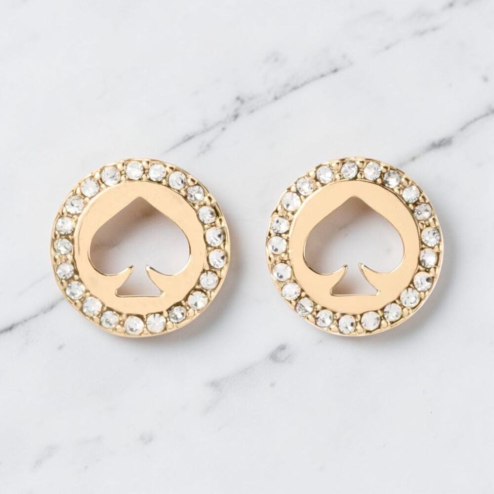 Kate Spade Earrings Spot The Spade Pave Halo Spade Studs in Gold O0RU2605